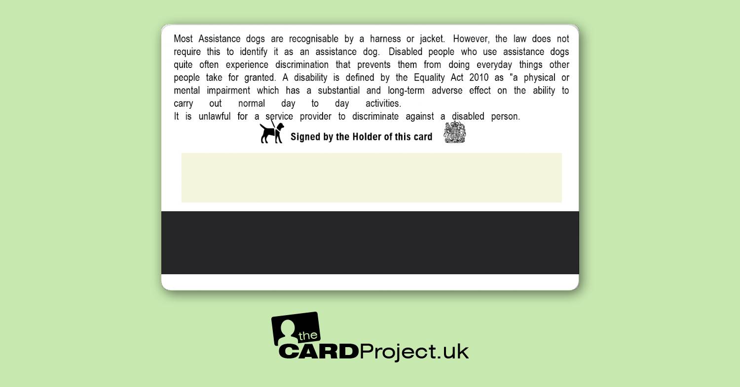 Assistance Dog Photo ID Double Sided Card (REAR)
